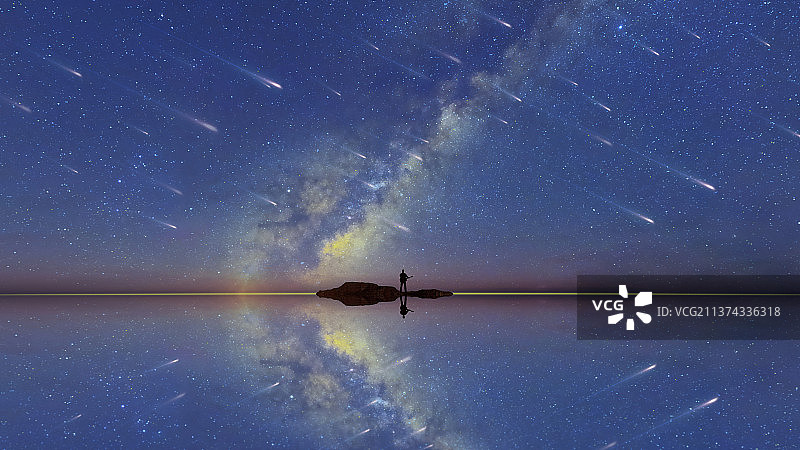 星空大海倒影图片素材