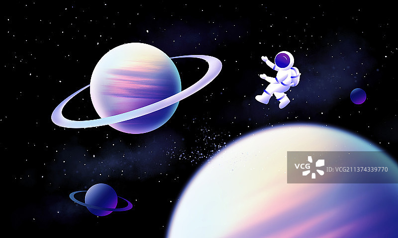 宇航员登陆太空科技插画海报图片素材