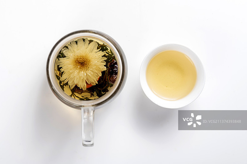 蒲公英菊花保健茶特写图片素材