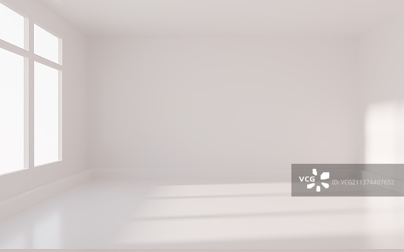 白色空房间3D渲染图片素材