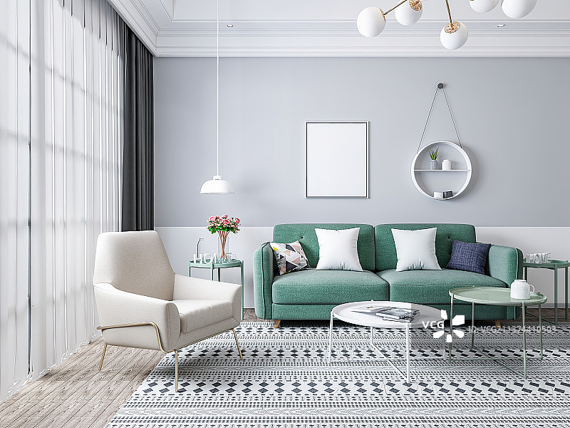 现代风格住宅内部客厅图片素材