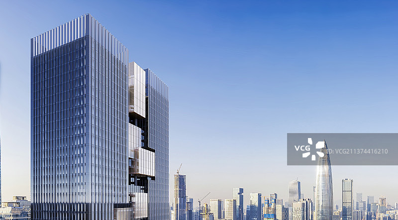 广东省深圳市南山区城市天际线与地标春笋图片素材