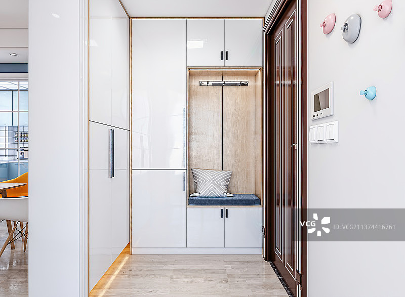 现代简约风格住宅入户门玄关通顶鞋柜图片素材