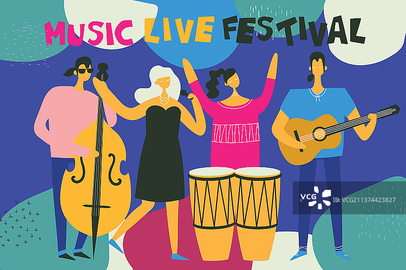 彩色爵士音乐节音乐家歌手图片素材