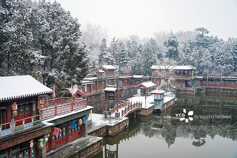 颐和园苏州街雪景图片素材