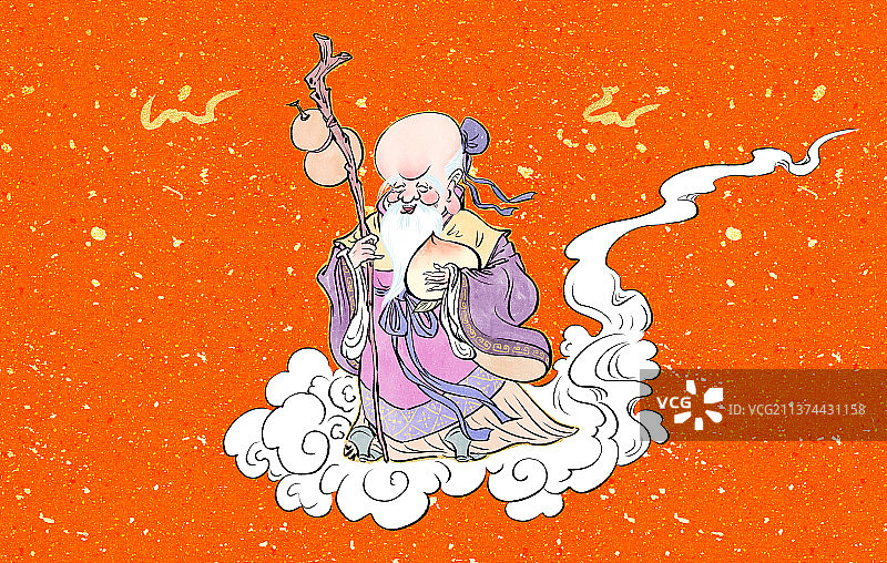 南极仙翁老寿星送福桃古代传说图片素材