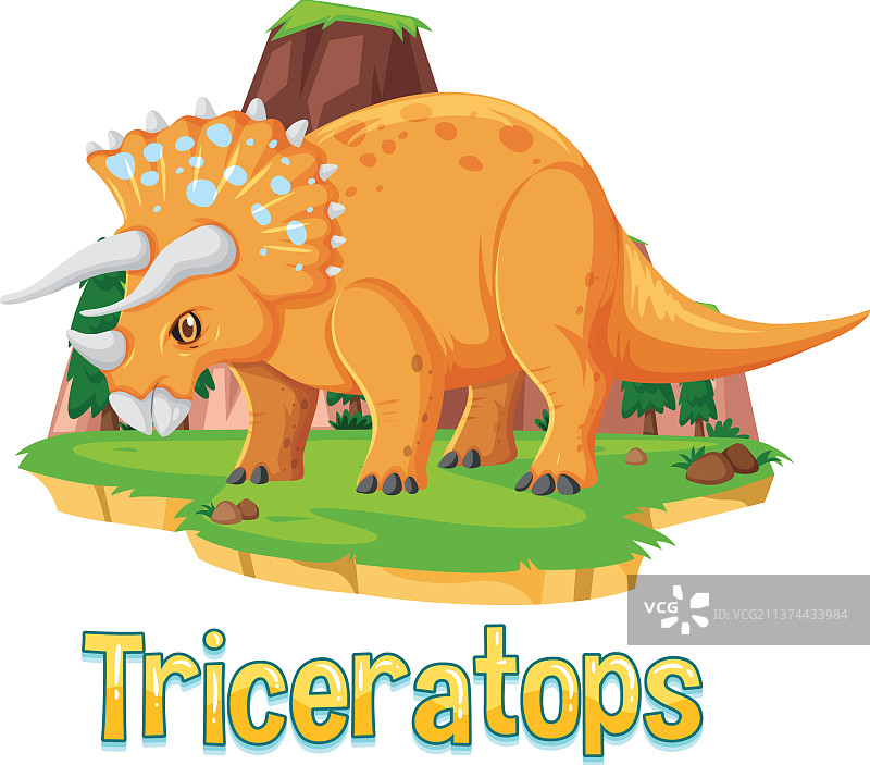 三角龙单词卡片图片素材