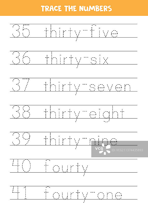35至41数字书写练习图片素材