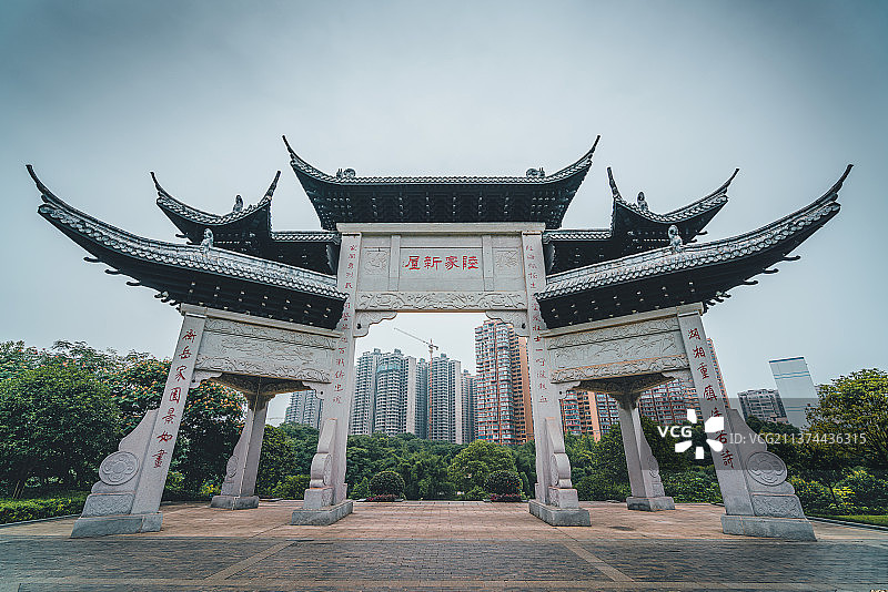 陆家新屋牌楼+湖南省衡阳市蒸湘区陆家新屋景区图片素材