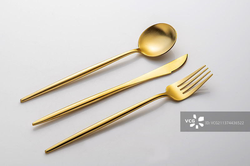 金色刀叉特写精致生活概念图片素材
