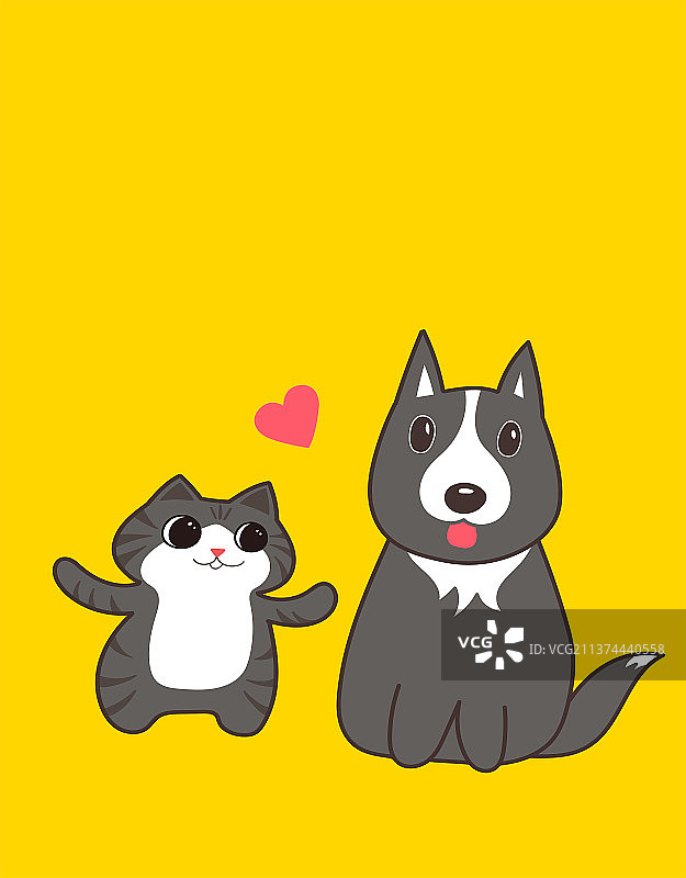 狗与猫萌宠IP形象设计插画图片素材