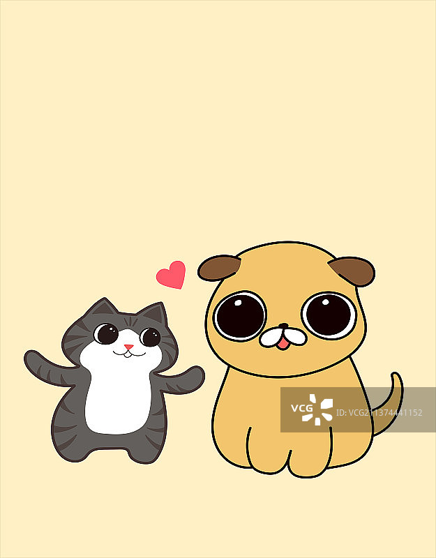 狗与猫萌宠IP形象设计插画图片素材