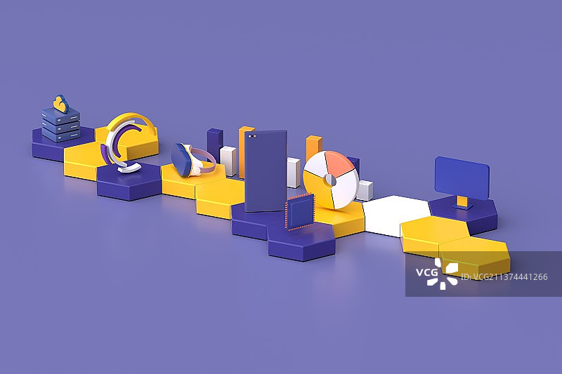 3D渲染互联网大数据卡通插画图片素材