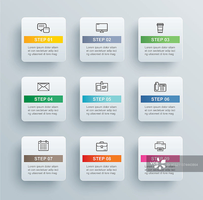 9个数据信息图表标签纸索引模板图片素材