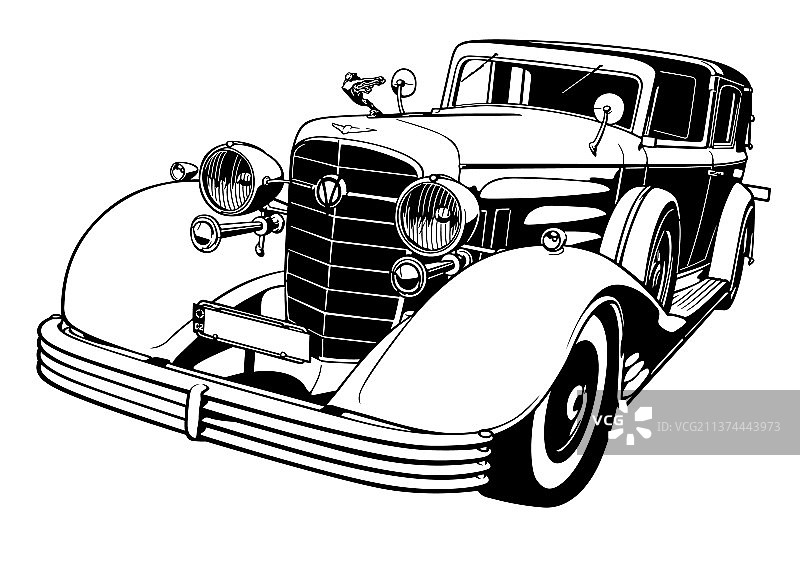 20世纪30年代老爷车绘画图片素材