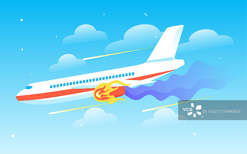 飞机事故空难插画航空坠机飞行安全警示海报图片素材