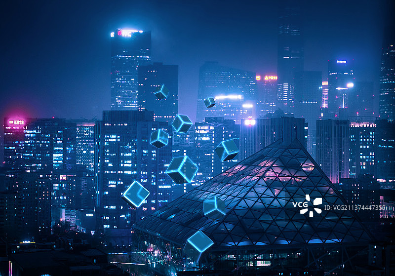 北京国贸城市夜景天际线图片素材