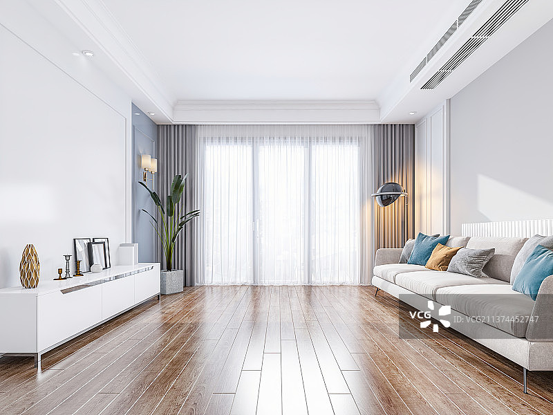 现代风格住宅内部客厅没有茶几图片素材
