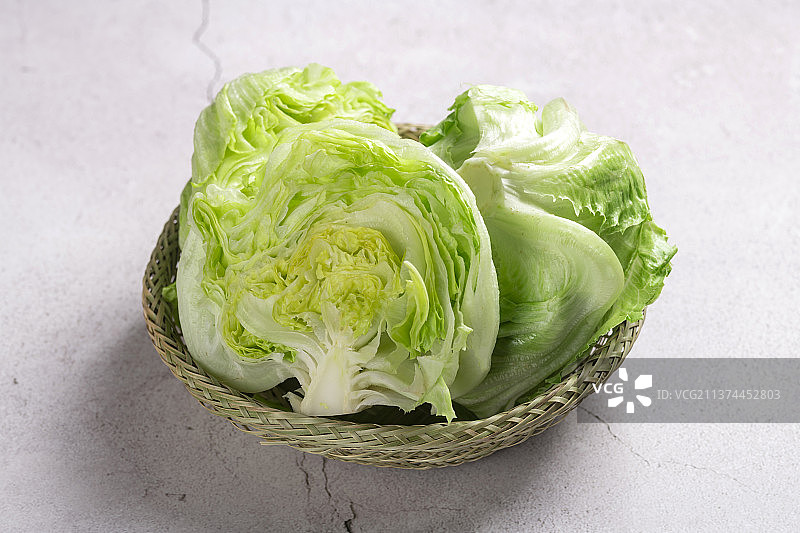 一簸箕球生菜特写图片素材