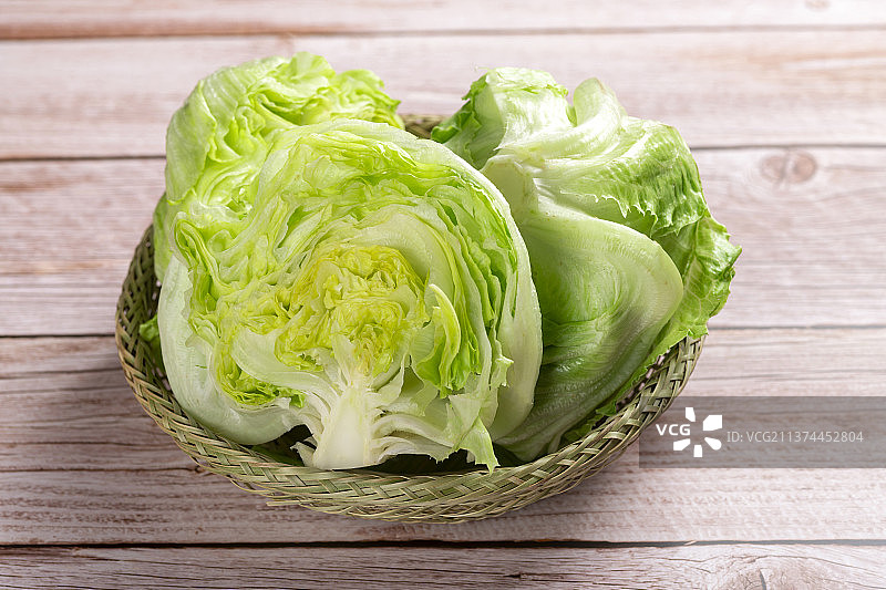 一簸箕球生菜特写图片素材
