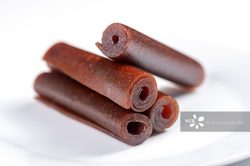 消食开胃的果丹皮山楂卷特写图片素材