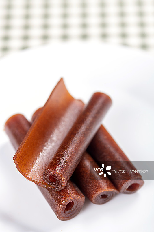 消食开胃的果丹皮山楂卷特写图片素材