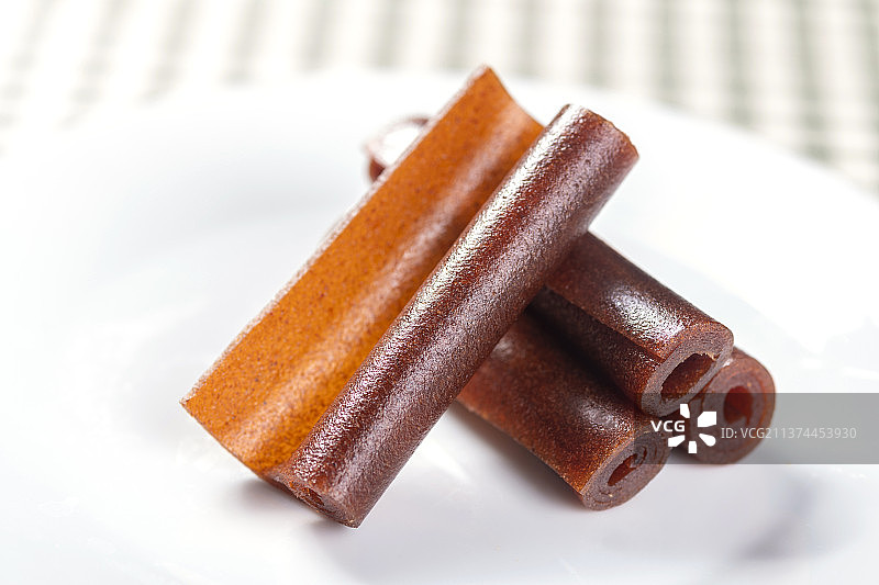 消食开胃的果丹皮山楂卷特写图片素材