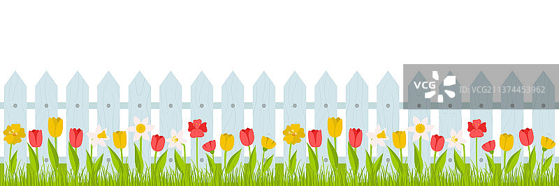 无缝水平草坪边框，红色点缀图片素材