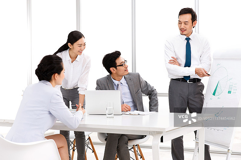 商务团队在会议室开会图片素材