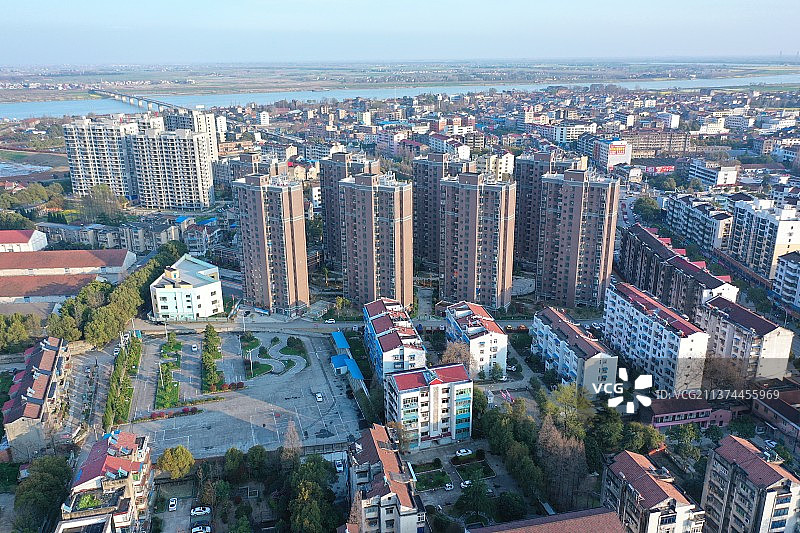 航拍城镇建筑图片素材