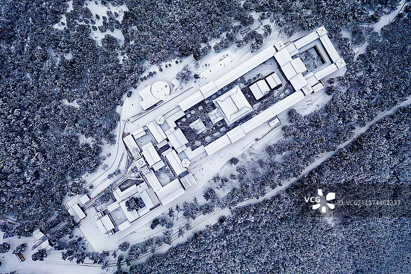 雪后鸟瞰东岳庙图片素材