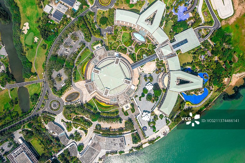 海南琼海博鳌论坛会址航拍图片素材