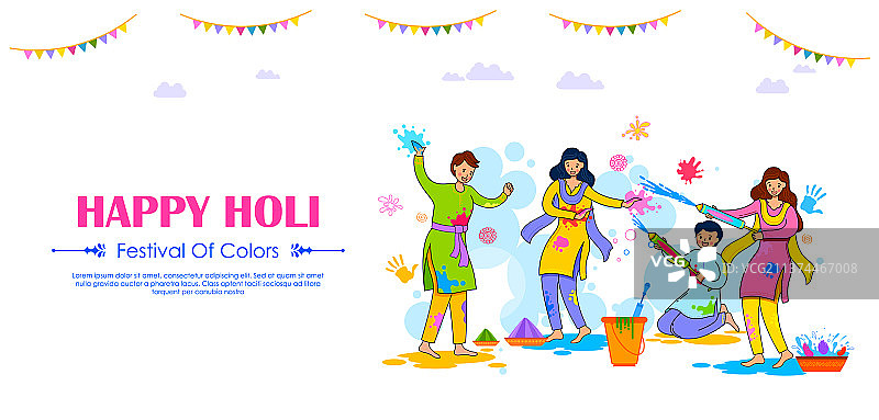 洒红节彩色背景卡片设计图片素材