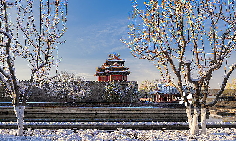 雪后角楼图片素材