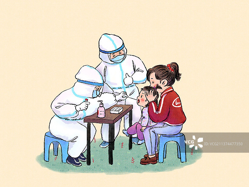 宝宝做核酸检测疫情小插画图片素材