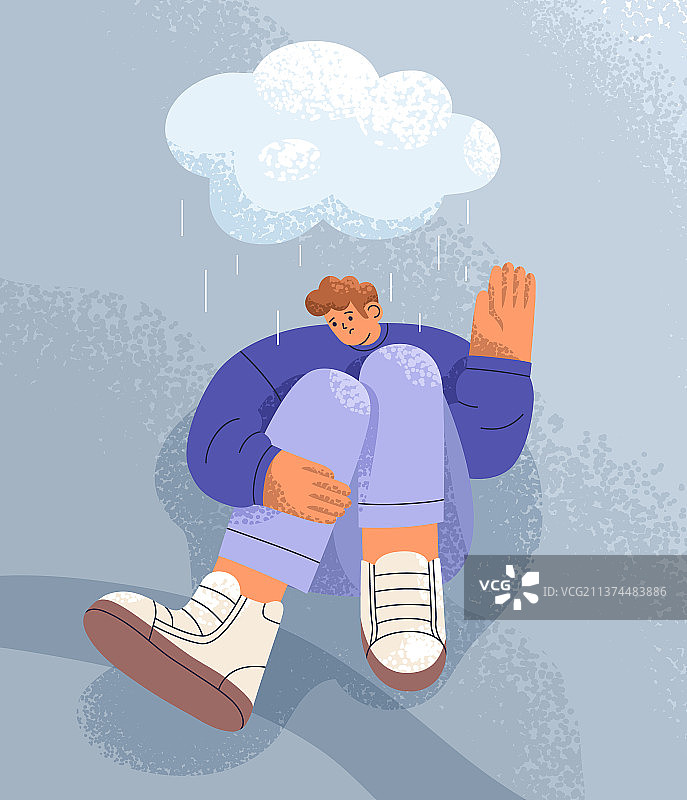 在乌云下悲伤的人图片素材