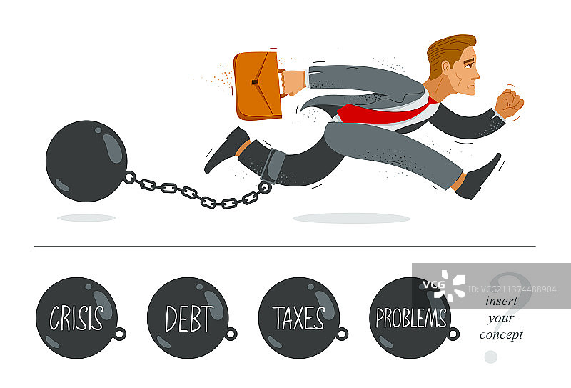 带着镣铐和重量奔跑的商人图片素材