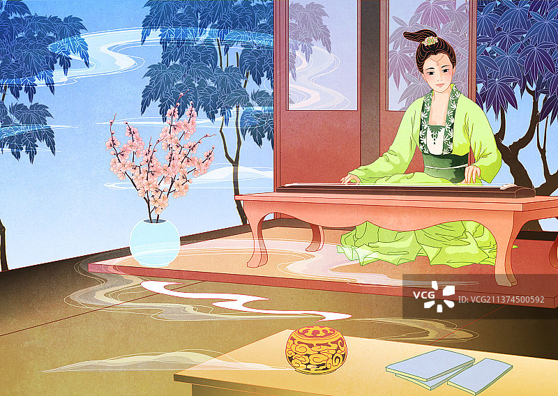 中国国潮国风新中式古代古风汉服少女图片素材