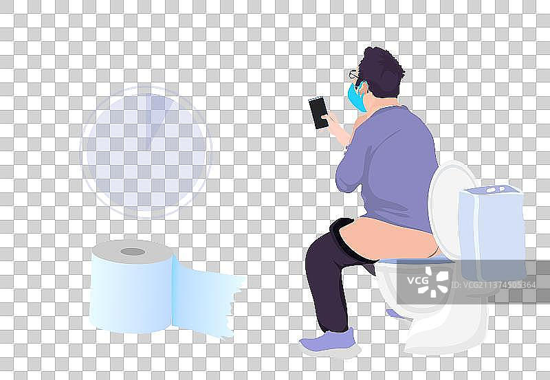 久坐蹲坑上厕所长时间玩手机的人图片素材