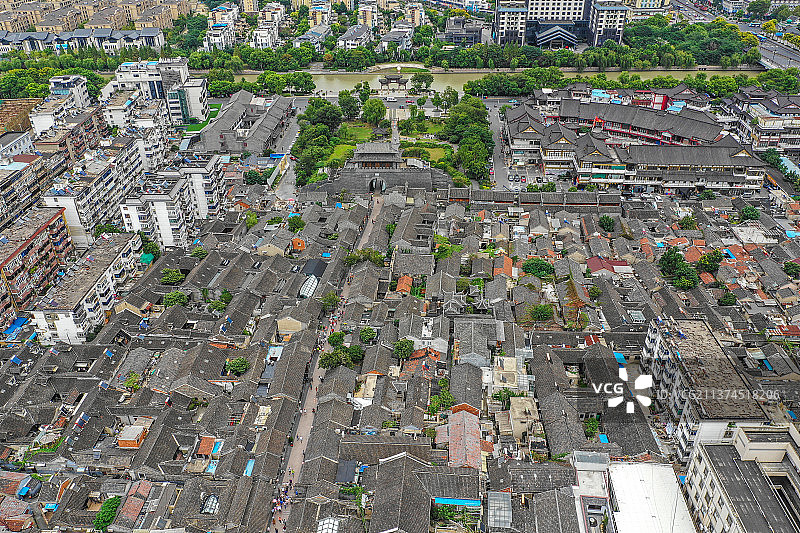 俯瞰东关街道+江苏省扬州市广陵区东关历史文化街区图片素材