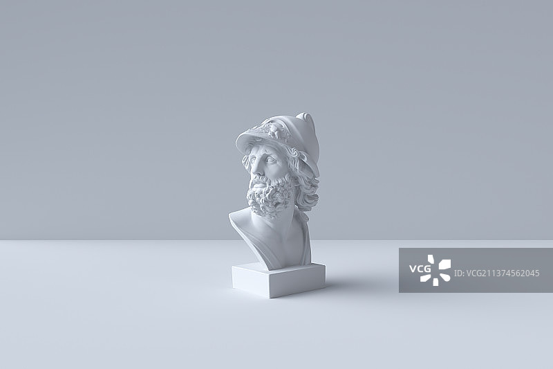 3D渲染抽象中世纪欧洲面容男性头部雕像图片素材