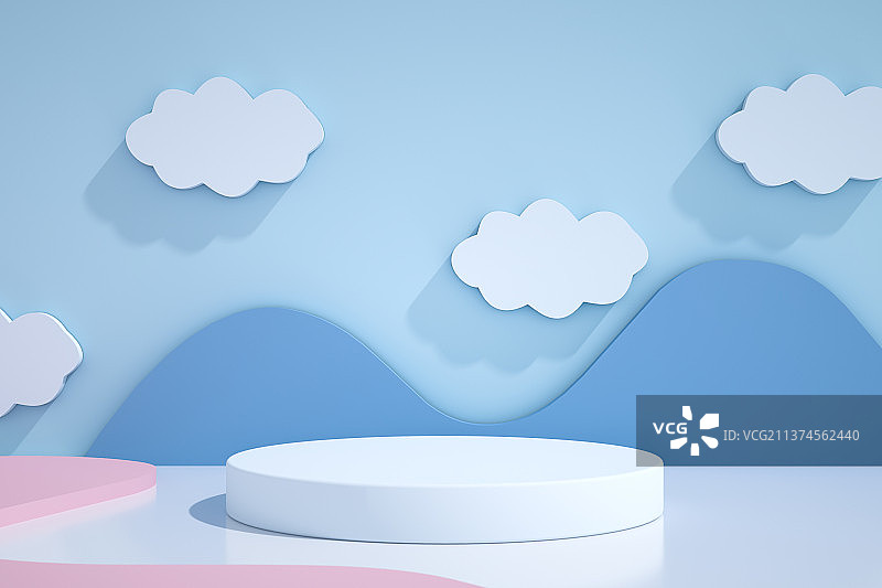 3D渲染抽象电子商务平台商品展台摊位基座底座图片素材