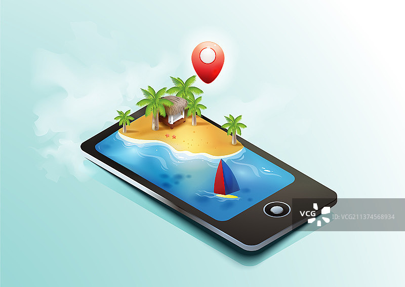 手机或桌子上的2.5D热带岛屿图片素材