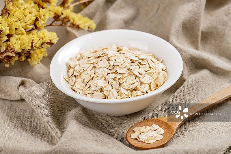 健康食品一碗燕麦片特写图片素材