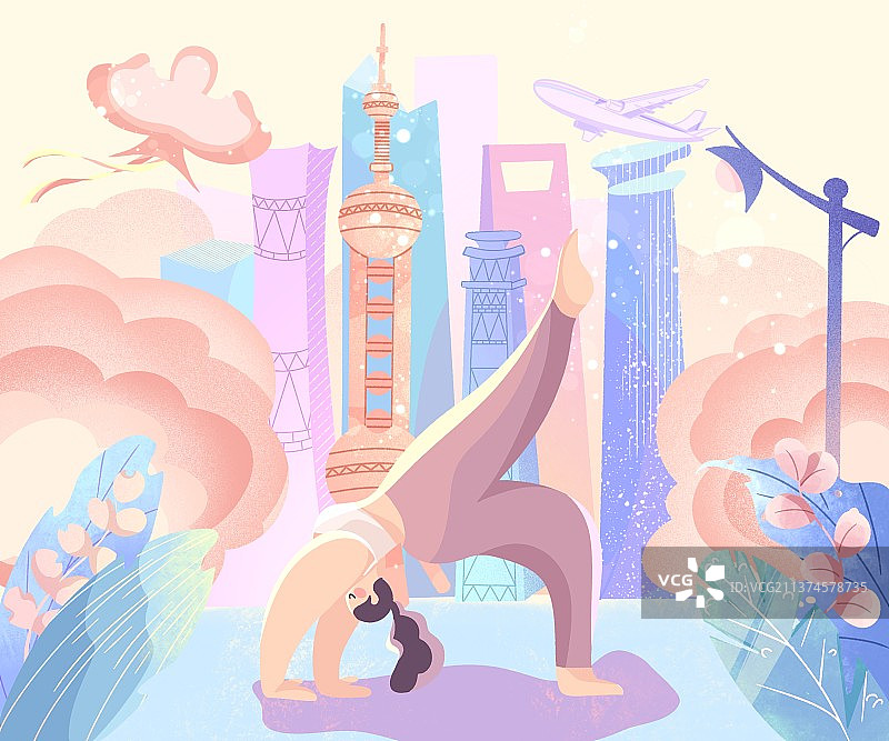 上海城市插画图片素材