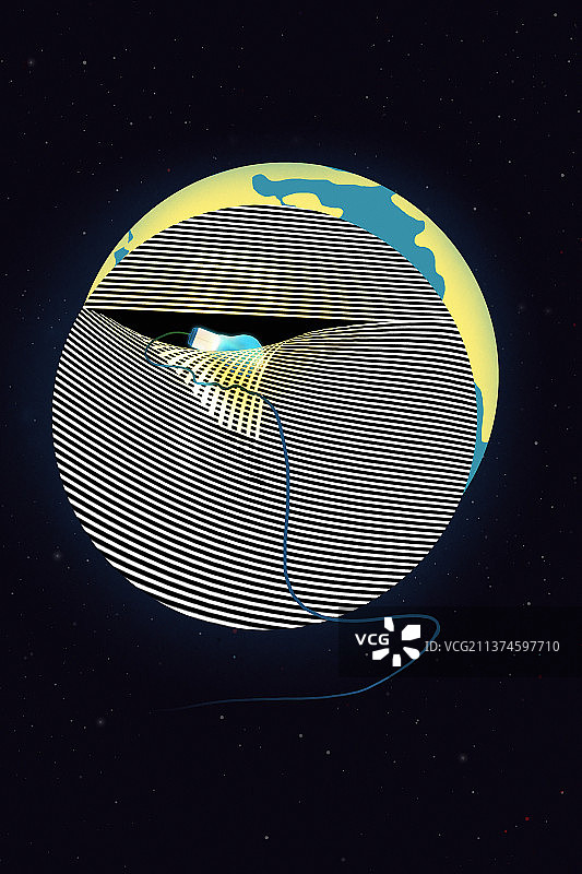 地球与窗帘下的灯泡 节约用电图片素材