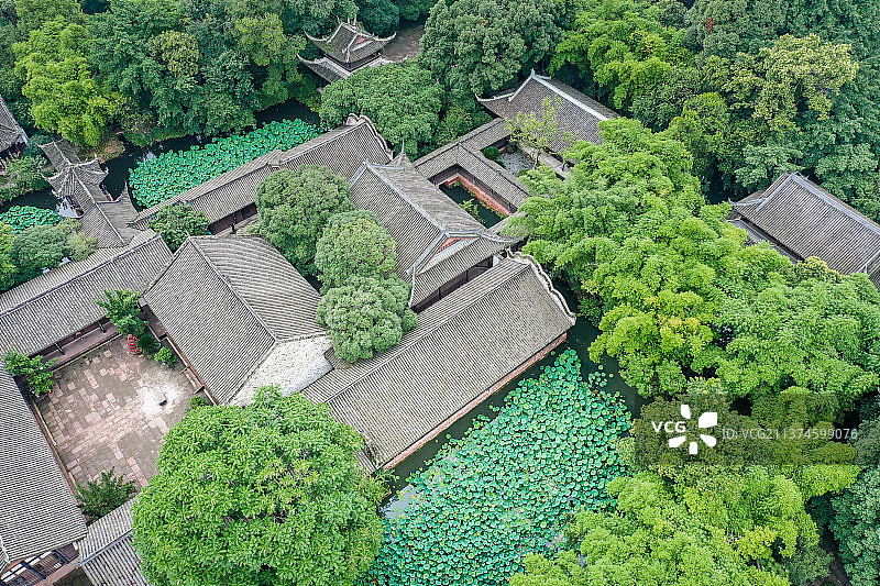 俯瞰三苏祠博物馆+四川省眉山市东坡区三苏祠图片素材