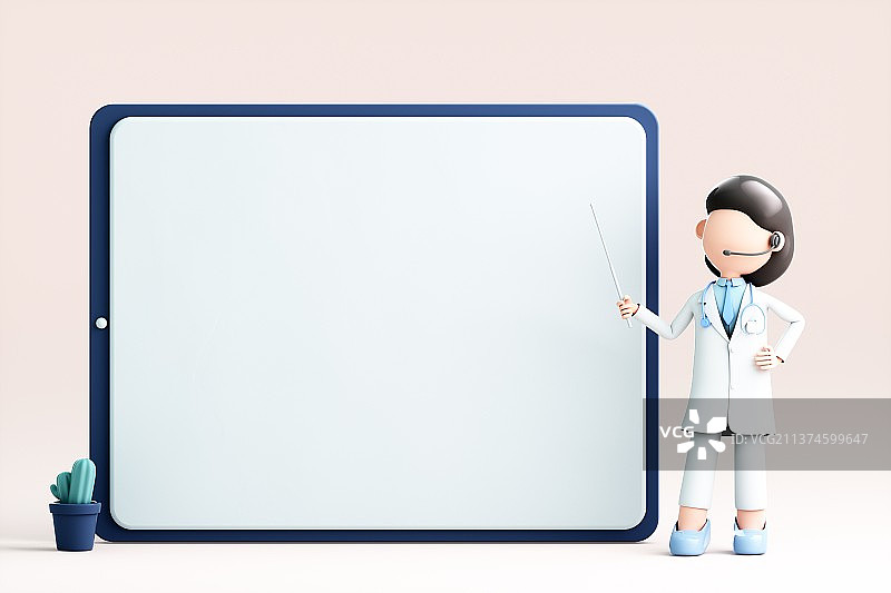 3D渲染的可爱卡通女孩图片素材