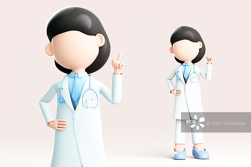 3D渲染的可爱卡通女孩图片素材