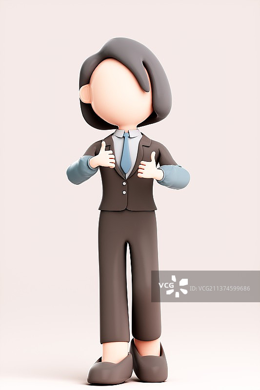 3D渲染的可爱卡通女孩图片素材